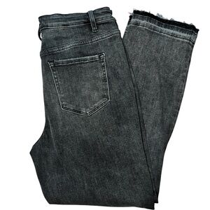 Vervet Grey VT1172 High Rise Raw Hem Straight Leg Jeans